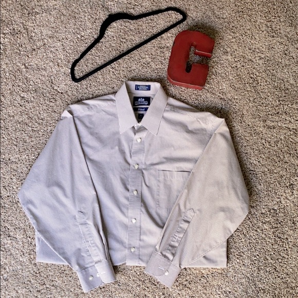 Stafford men’s gray checkered dress shirt - Picture 1 of 4